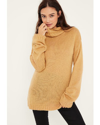 Missguided Nude Turtle Neck Slouchy Sweater