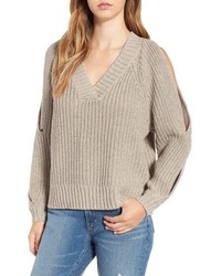 Leith Ribbed Cold Shoulder Sweater