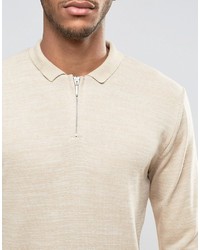 Bellfield Zip Detail Knitted Polo Sweater