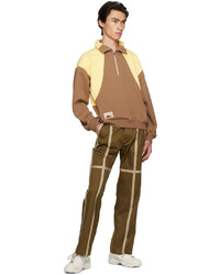 Kijun Brown Yellow Half Zip Sweatshirt