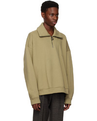 Wooyoungmi Khaki Half Zip Sweatshirt