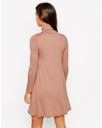Asos Petite Petite Swing Dress With Turtleneck And Long Sleeves
