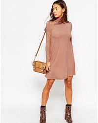 Asos Petite Petite Swing Dress With Turtleneck And Long Sleeves