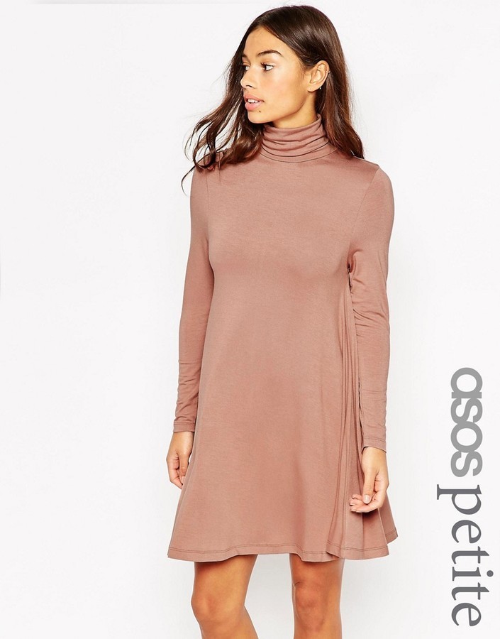 38 Asos Petite Petite Swing Dress With Turtleneck And Long Sleeves