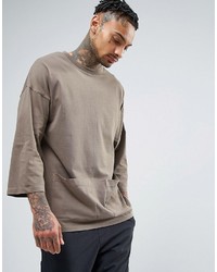 Asos Oversized 34 Sleeve T Shirt With Pigt Wash And Pockets