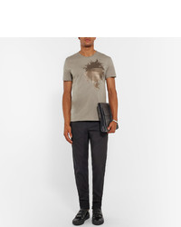 Alexander McQueen Slim Fit Sequinned Cotton Jersey T Shirt