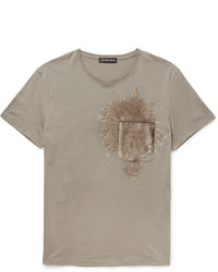 Alexander McQueen Slim Fit Sequinned Cotton Jersey T Shirt