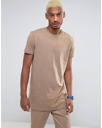 Asos Super Longline T Shirt In Sand Dune