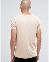 Asos T Shirt With Scoop Neck In Beige Marl