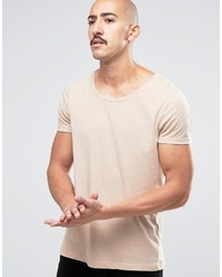 Asos T Shirt With Scoop Neck In Beige Marl