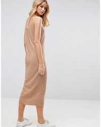Asos Ultimate Ribbed Maxi Tank Dress With Raw Edge