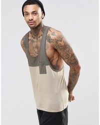 Asos Brand Tank With Contrast Yoke And Pocket In Extreme Racer Back