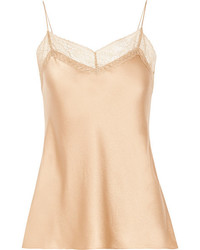 Vince Lace Trimmed Silk Satin Camisole Sand