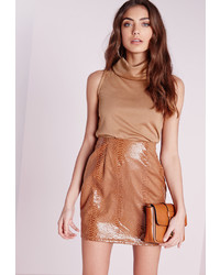 Missguided Turtle Neck Tank Top Camel