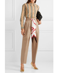 Burberry Med Pleated Cotton Twill Tapered Pants