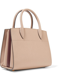 Prada Bibliothque Small Textured Leather Tote Taupe