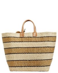 Mar y Sol Capri Woven Tote With Pom Charms Brown