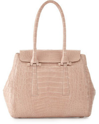 Nancy Gonzalez Crocodile Small Flap Tote Bag Nude Matte