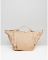 Pieces Slouchy Winged Tote Bag In Blush