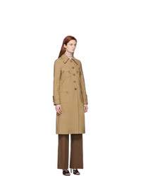 Victoria Beckham Beige Canvas Fitted Over Coat
