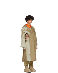 Feng Chen Wang Beige Double Layer Modified Trench Coat