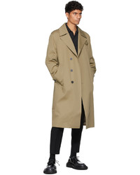 Solid Homme Beige Minimal Cotton Trench Coat