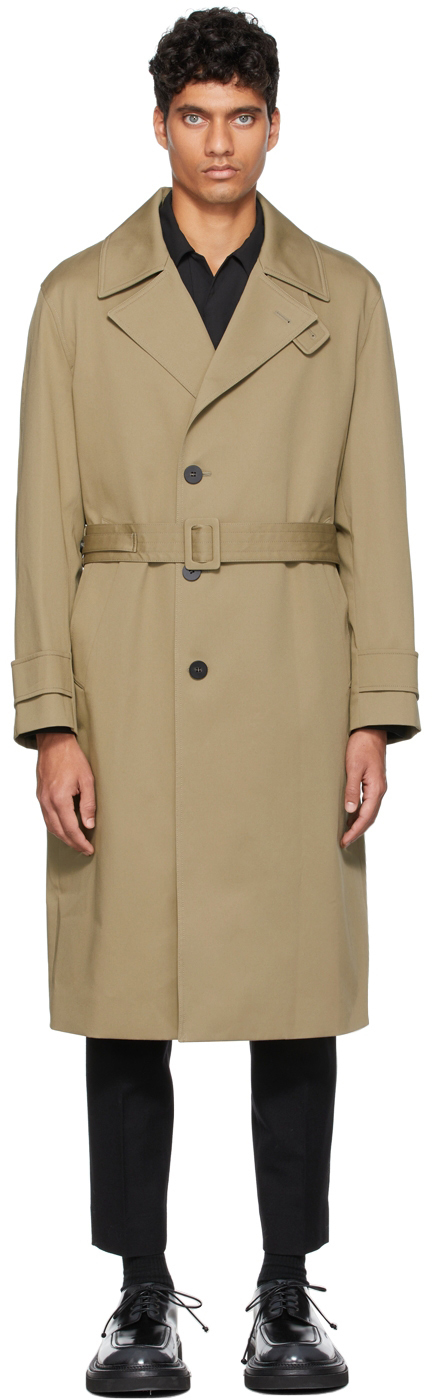 Solid Homme Beige Minimal Cotton Trench Coat, $0 | SSENSE | Lookastic