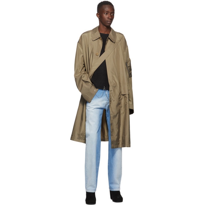 Random Identities Beige Satin Trench Coat, $325 | SSENSE | Lookastic