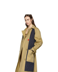 Tibi Beige Twill Quilted Mix Finn Trench Coat