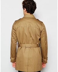 Asos Brand Shower Resistant Trench Coat With Double Breast In Tobacco