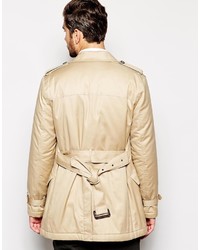 Asos Brand Trench Coat With Belt In Stone