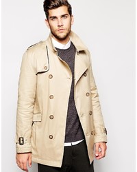 Asos Brand Trench Coat With Belt In Stone