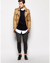 Asos Brand Trench Coat With Belt In Tobacco