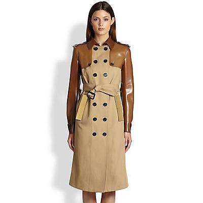 BURBERRY PRORSUM Rubber Paneled Cotton Trenchcoat Honey, $1,677 | Saks ...