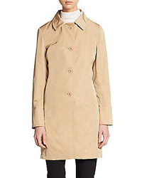 Button Front Nylon Trench Coat