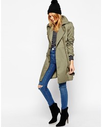 Asos Collection Tall Trench With Biker Detail In Skater Fit