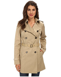 Sam Edelman Double Breasted Trench W Vegan Leather Trim