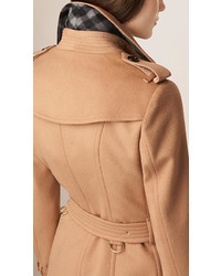 Burberry Fox Fur Collar Wool Cashmere Trench Coat