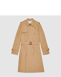 Gucci Gabardine Embroidered Trench Coat