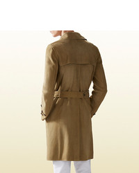 Gucci Khaki Suede Trench Coat
