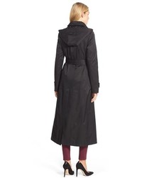 DKNY Hooded Double Breasted Maxi Trench Coat