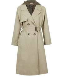 Topshop Hybrid Trench Coat With Hoodie