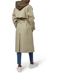 Topshop Hybrid Trench Coat With Hoodie
