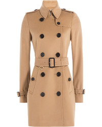 Burberry Kensington Wool Trench Coat With Cashmere