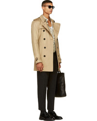 Burberry London Beige Heritage Mid Length Britton Trench Coat