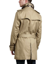 Burberry London Single Breasted Poly Cotton Trenchcoat Fallow