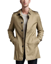 Burberry London Single Breasted Poly Cotton Trenchcoat Fallow