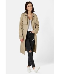 Topshop Longline Double Breasted Trench Coat