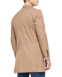 Brunello Cucinelli Nylon Double Breasted Trench Coat Camel