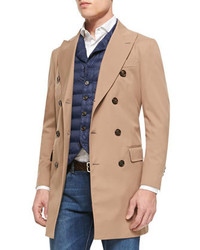 Brunello Cucinelli Nylon Double Breasted Trench Coat Camel